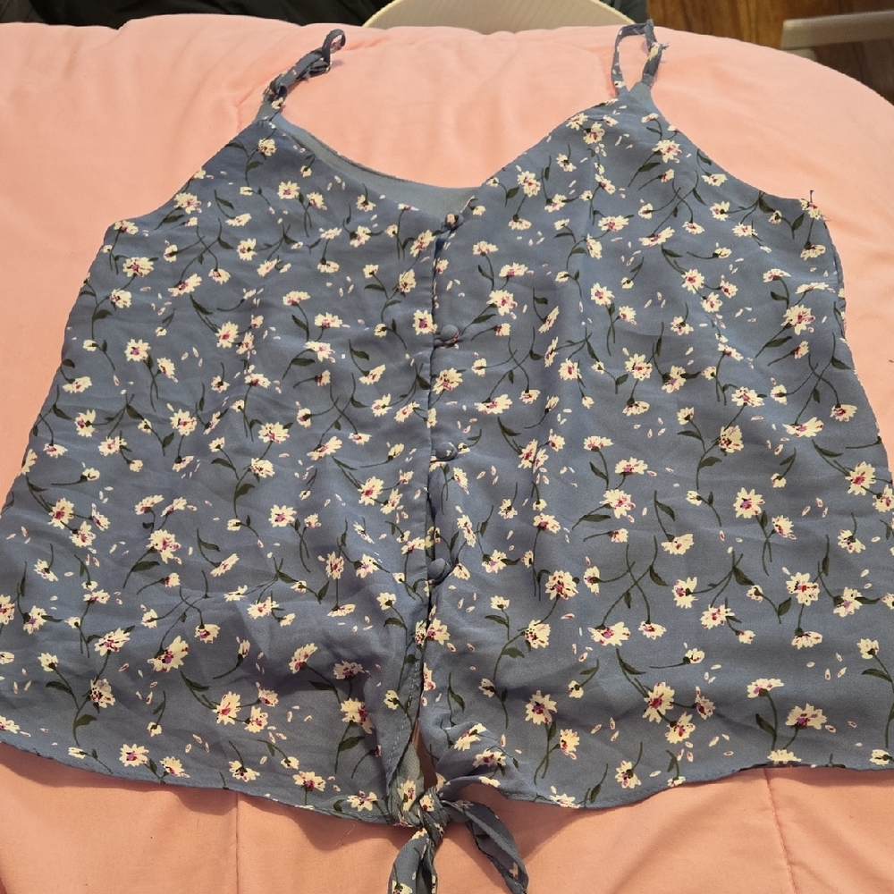 Sienna Sky Light Blue Floral Tank Top